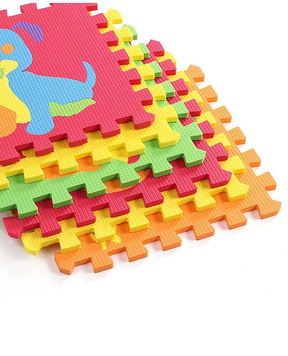 Babyhug Premium Pop Out Interlocking Animal Floor Puzzle Playmat (95cm * 95cm)- 9 Jumbo Pieces| Eva Soft Colorful Kids Floor mat - Thickness 1 cm| BIS Certified| 6 months+| Colors may vary