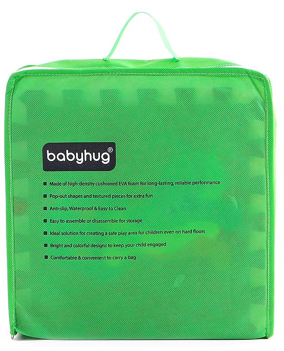 Babyhug Premium Pop Out Interlocking Animal Floor Puzzle Playmat (95cm * 95cm)- 9 Jumbo Pieces| Eva Soft Colorful Kids Floor mat - Thickness 1 cm| BIS Certified| 6 months+| Colors may vary