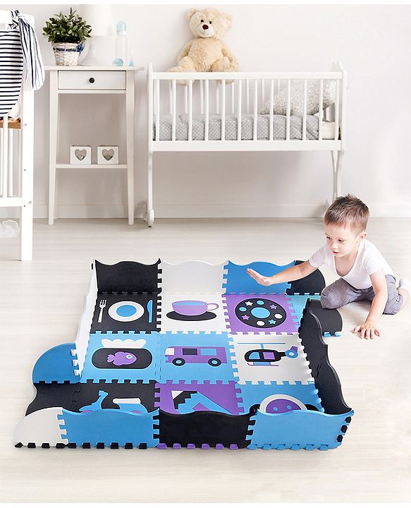 Babyhug Pop Out Floor Puzzle Playmat with Fence (Colour May vary)