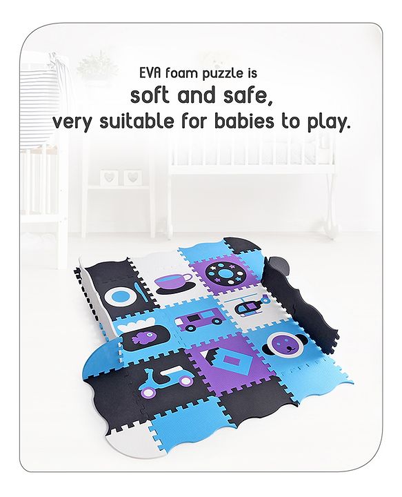 Babyhug Pop Out Floor Puzzle Playmat with Fence (Colour May vary)