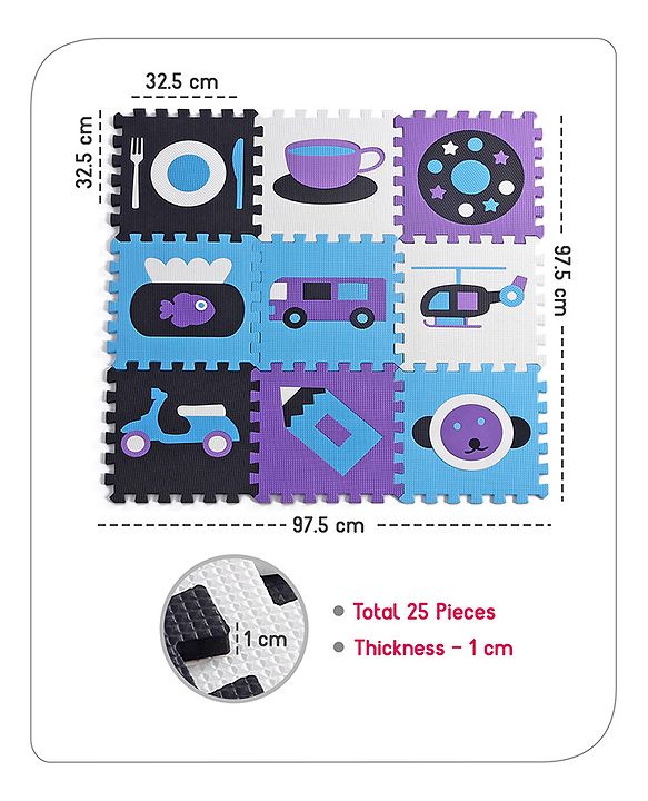 Babyhug Pop Out Floor Puzzle Playmat with Fence (Colour May vary)