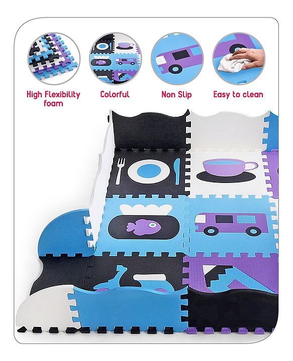 Babyhug Pop Out Floor Puzzle Playmat with Fence (Colour May vary)