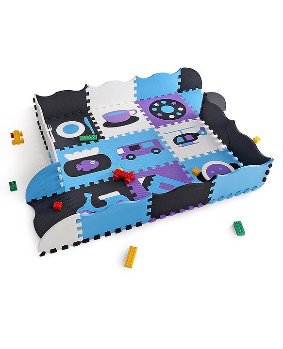 Babyhug Pop Out Floor Puzzle Playmat with Fence (Colour May vary)