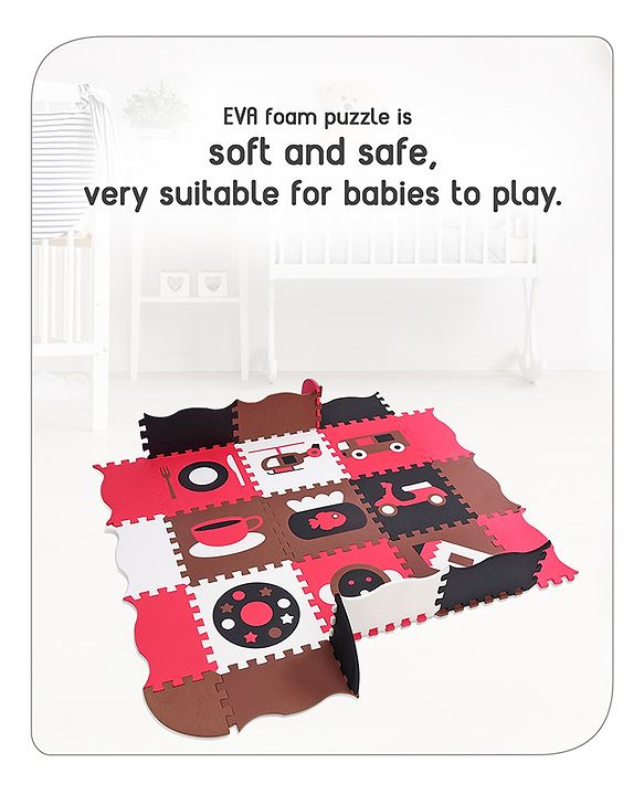Babyhug Pop Out Floor Puzzle Playmat with Fence (Colour May vary)