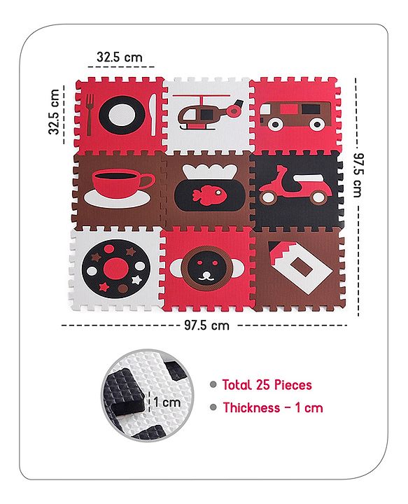 Babyhug Pop Out Floor Puzzle Playmat with Fence (Colour May vary)