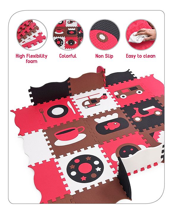 Babyhug Pop Out Floor Puzzle Playmat with Fence (Colour May vary)