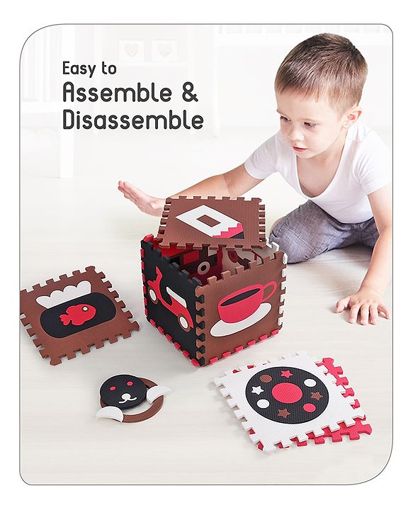 Babyhug Pop Out Floor Puzzle Playmat with Fence (Colour May vary)