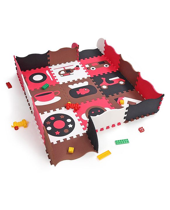 Babyhug Pop Out Floor Puzzle Playmat with Fence (Colour May vary)