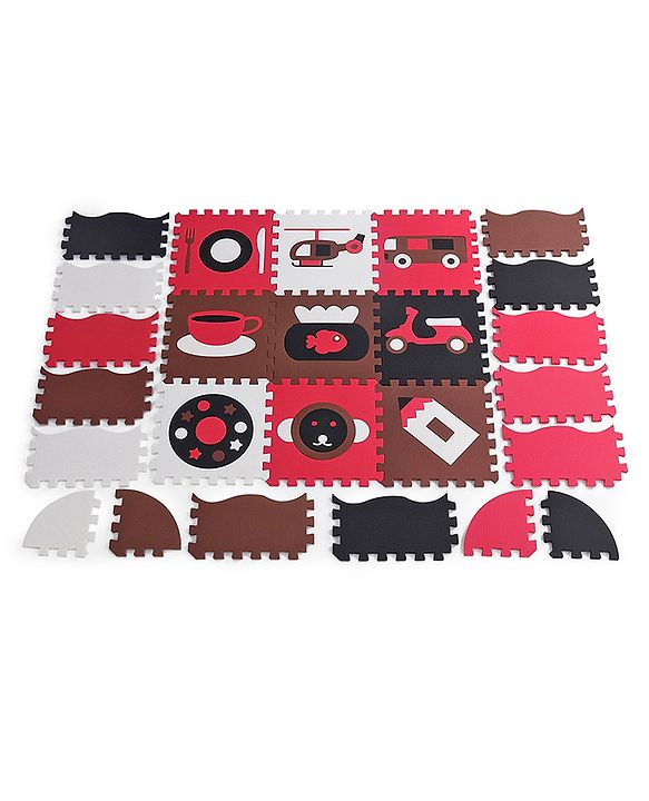 Babyhug Pop Out Floor Puzzle Playmat with Fence (Colour May vary)