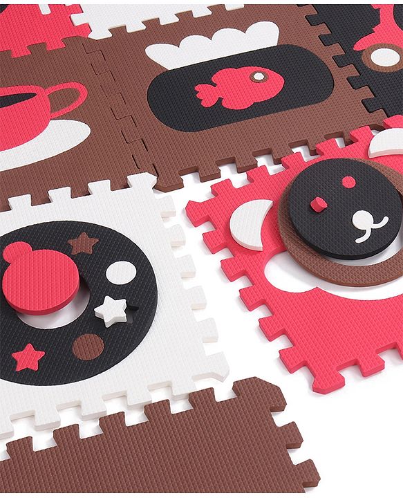 Babyhug Pop Out Floor Puzzle Playmat with Fence (Colour May vary)