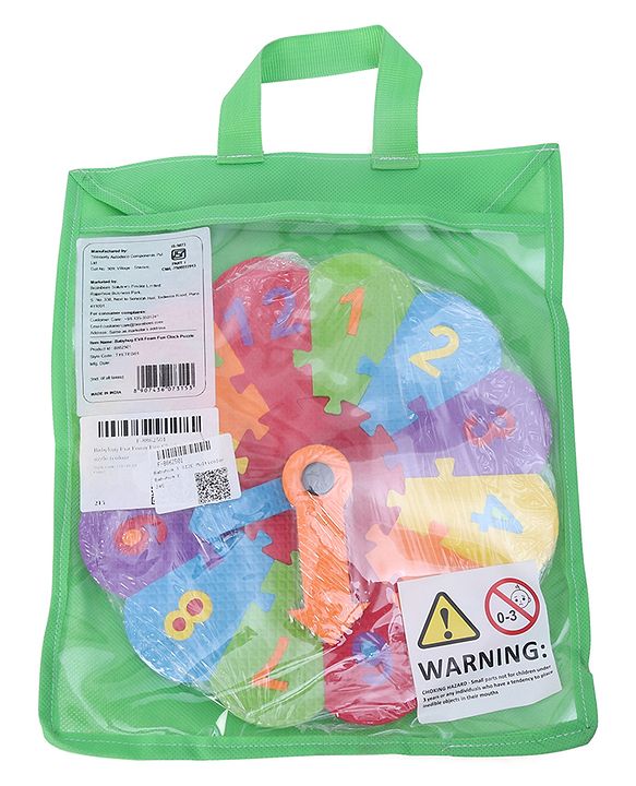 Babyhug Premium EVA Foam Fun Clock Puzzle 1-12 Pieces| Montessori Learning Eva Soft Colorful Toy - Thickness 1 cm| BIS Certified| 2 Years+| Colors may vary