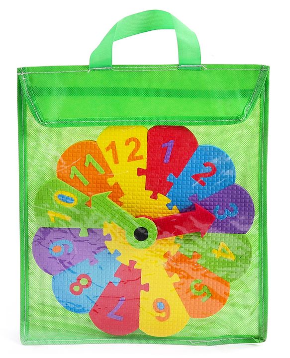 Babyhug Premium EVA Foam Fun Clock Puzzle 1-12 Pieces| Montessori Learning Eva Soft Colorful Toy - Thickness 1 cm| BIS Certified| 2 Years+| Colors may vary