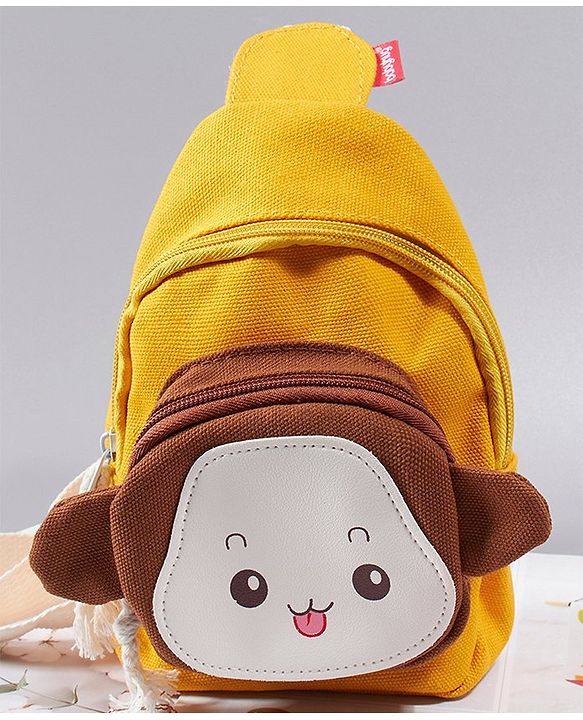 Babyhug Fashion Backpack Monkey Design - Yellow