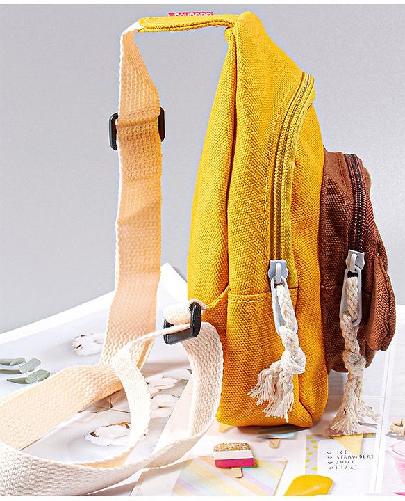 Babyhug Fashion Backpack Monkey Design - Yellow