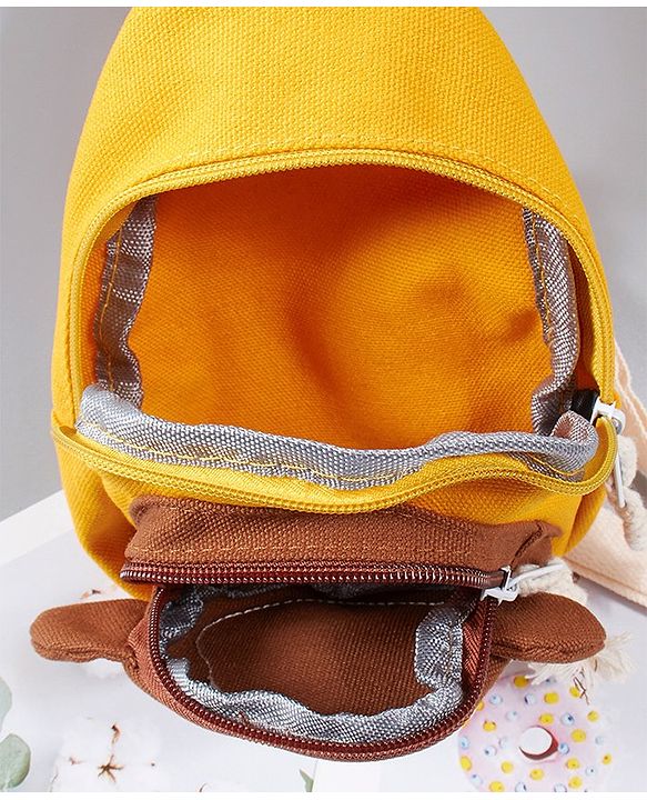 Babyhug Fashion Backpack Monkey Design - Yellow