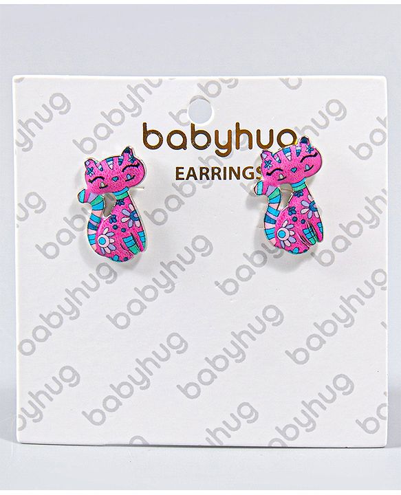 Babyhug Cat Earrings -Pink