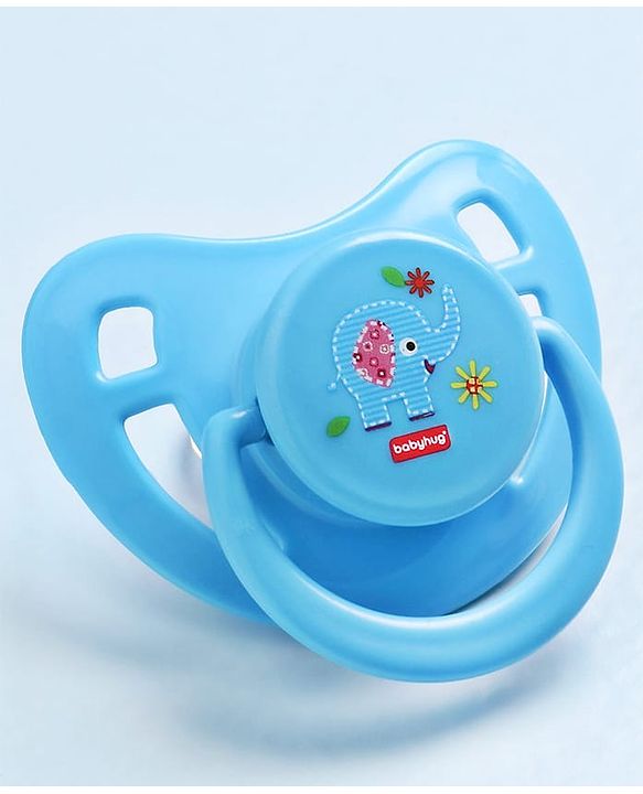 Babyhug BPA Free Pacifiers in PP Case with Animal Print Pack of 2 - Blue & Purple