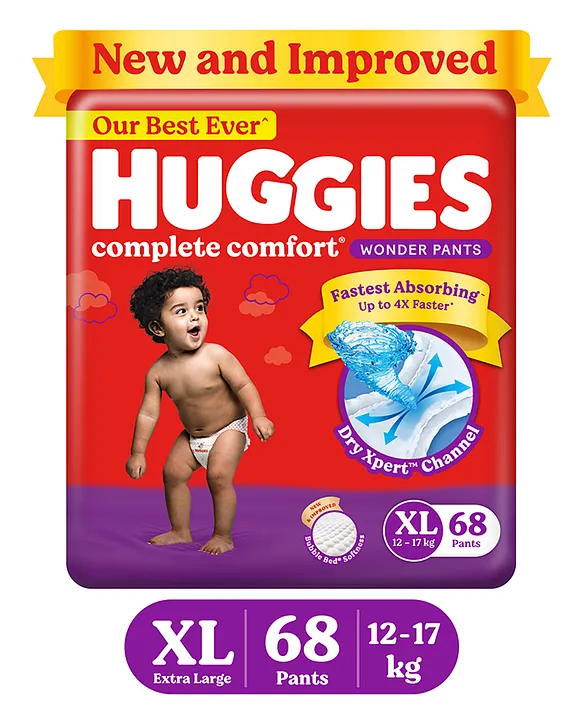 Huggies Complete Comfort Wonder Baby Diaper Pants XL, 168 Count (3x56)  Price, Uses, Side Effects, Composition - Apollo Pharmacy