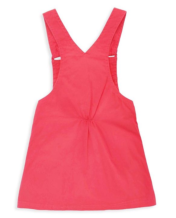 Babyhug Embroidered Frock with Cap Sleeves Striped Inner Tee - Red