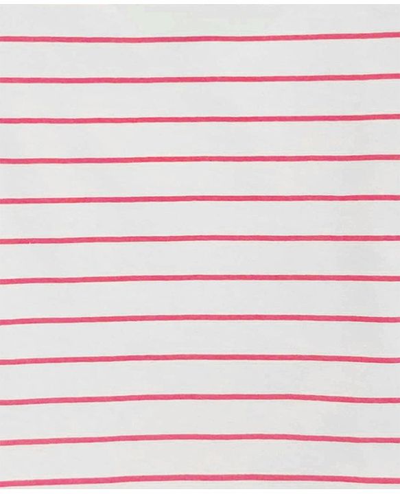 Babyhug Embroidered Frock with Cap Sleeves Striped Inner Tee - Red
