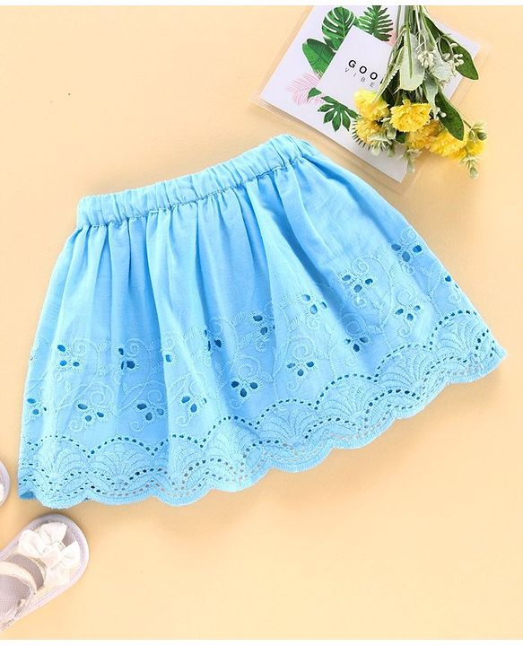 Babyhug Mid Thigh Length Skirt with Lining - Blue