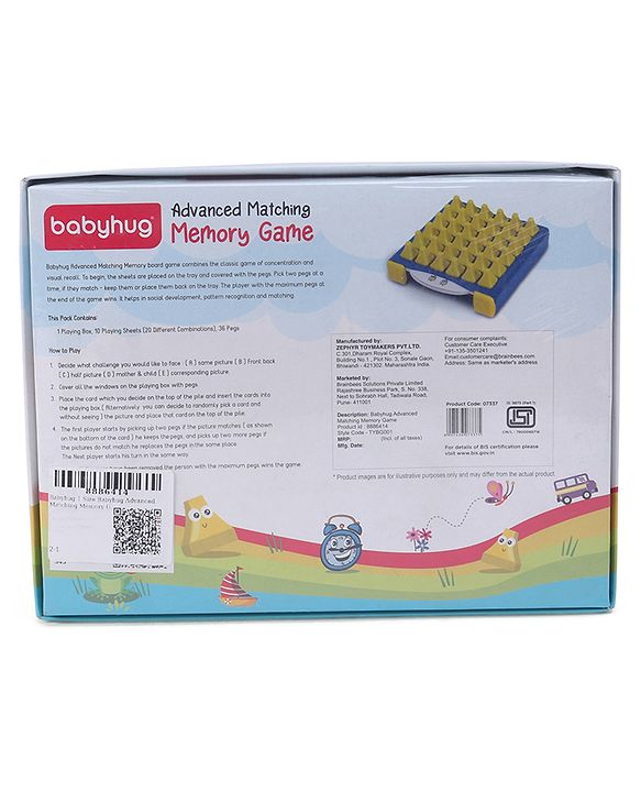 Babyhug Advanced Matching Memory Game - Multicolor