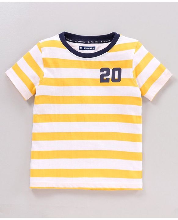 Pine Kids Half Sleeves 100% Cotton Biowashed Tee Pack of 3 - Blue Yellow