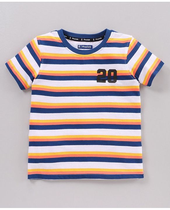 Pine Kids Half Sleeves 100% Cotton Biowashed Tee Pack of 3 - Blue Yellow