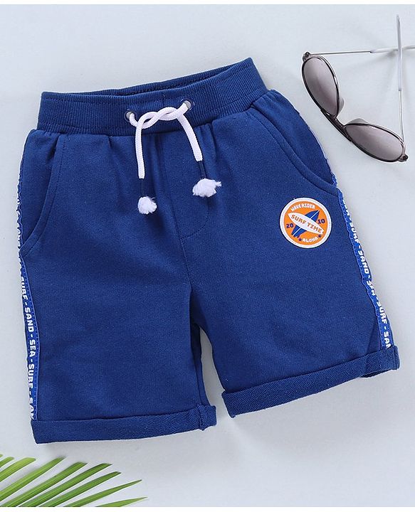 Babyhug Cotton Shorts HD Surfing Print - Blue