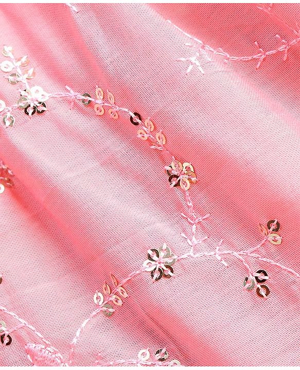 Pine Kids Sleeveless Sequence Work at Choli & Embroidered Sharara with Dupatta - Pink