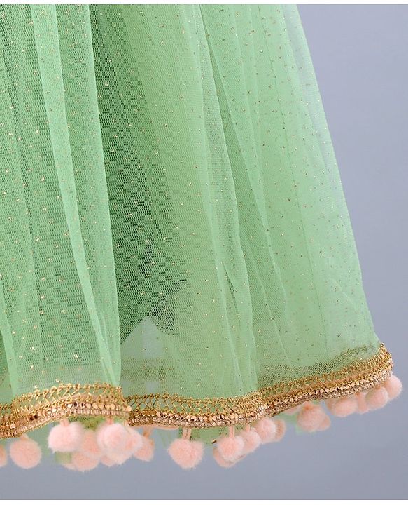 Pine Kids Sleeveless Lehenga Choli with All over Embroidery - Green