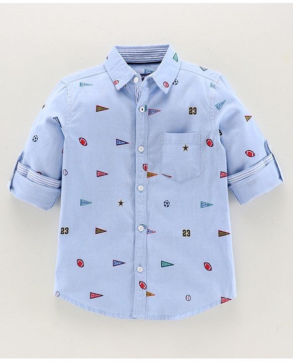Pine Kids Full Sleeves Softener Wash Shirt - Blue