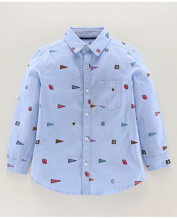 Pine Kids Full Sleeves Softener Wash Shirt - Blue