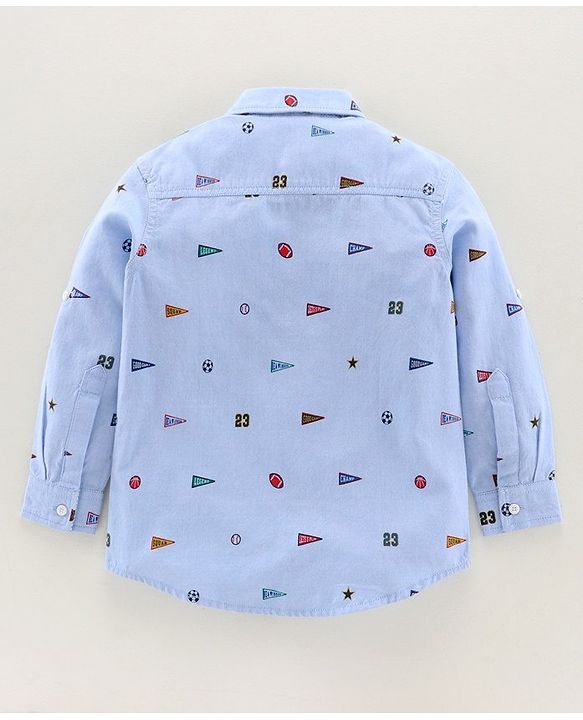 Pine Kids Full Sleeves Softener Wash Shirt - Blue