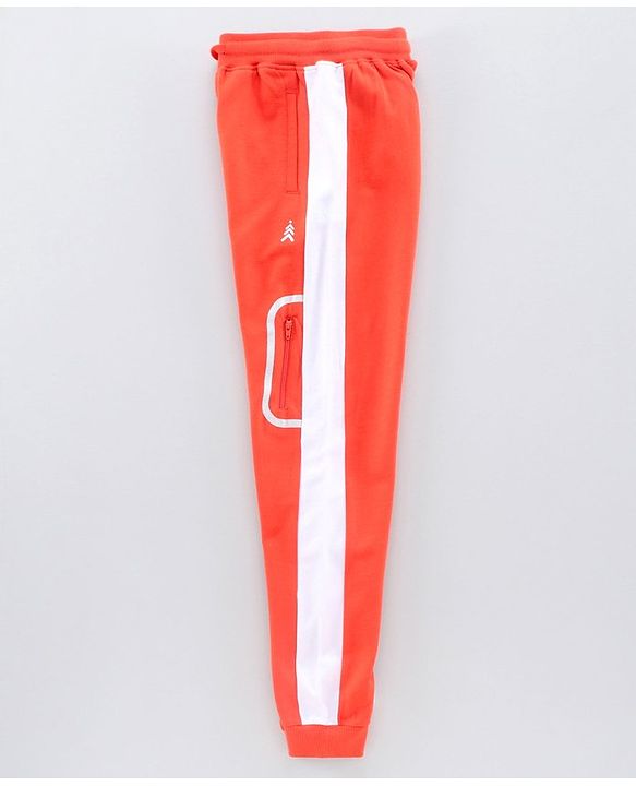 Pine Kids Full Length Biowashed Lounge & Track Pants with Side Strip - Orange White