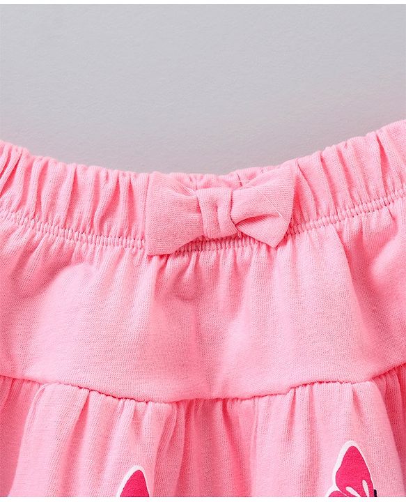 Babyhug Mid Thigh Length Skirt Butterfly Print - Pink
