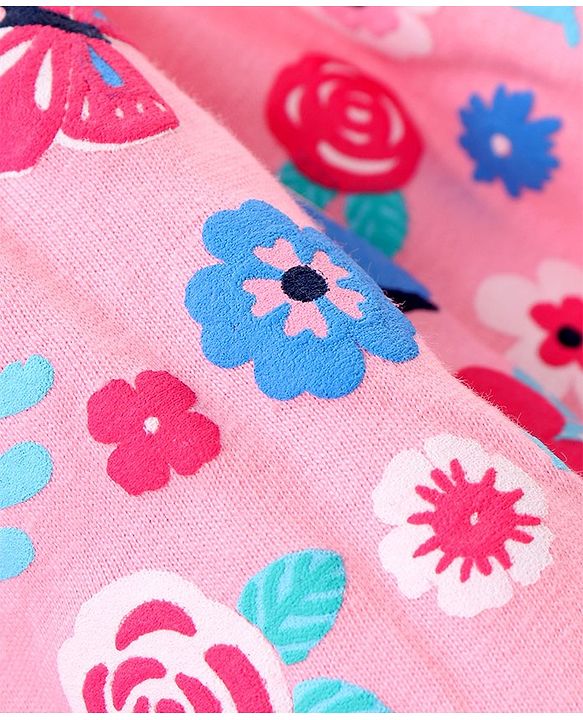 Babyhug Mid Thigh Length Skirt Butterfly Print - Pink