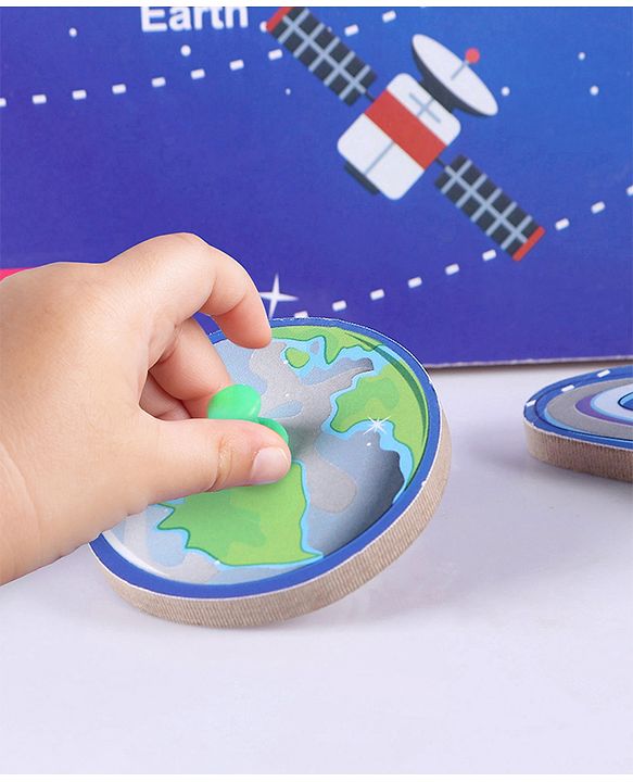 Babyhug Premium 8 pcs Solar System Wooden Board puzzle| Montessori Educational and Learning Toy | Shape Matching Puzzle |Preschool Colorful Knob and Peg Puzzle| BIS Certified| 18+ months