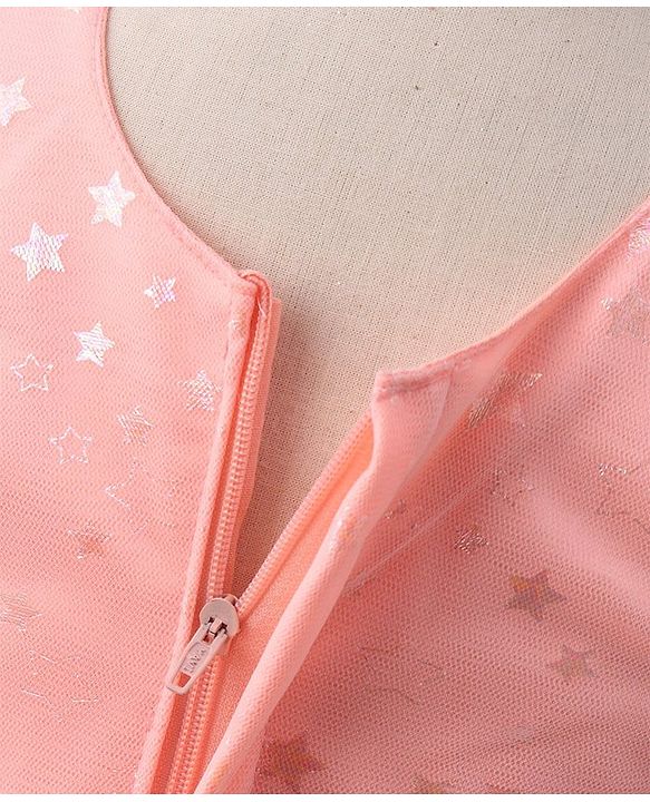 Babyhug Sleeveless Frock Star Embellishment - Peach