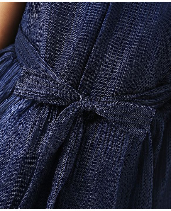 Babyhug Sleeveless Party Wear Frock With Bow - Blue