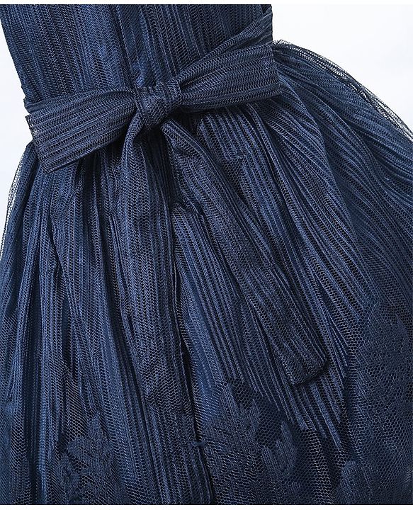 Babyhug Sleeveless Party Wear Frock With Bow - Blue