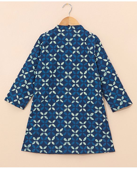 Babyhug Full Sleeves Ethnic Kurta Pajama - Blue (Print on Neck May Vary)