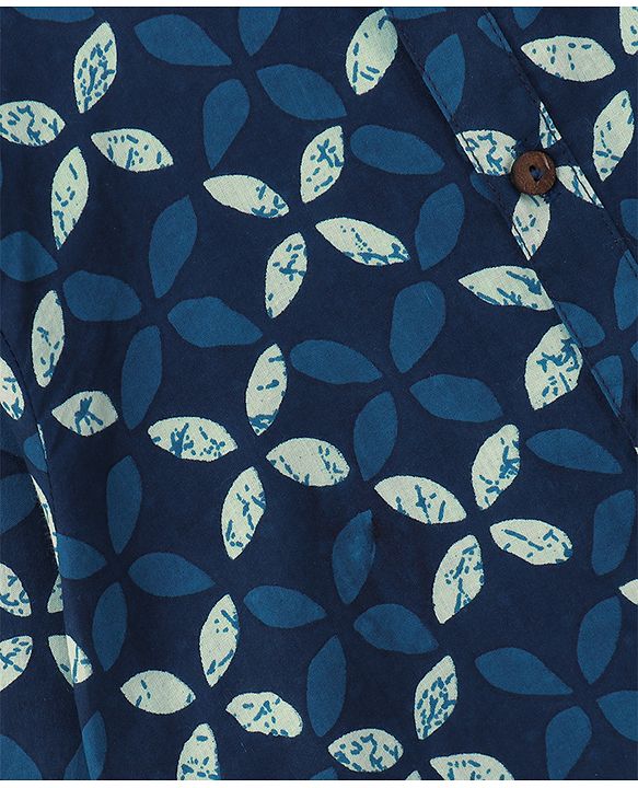 Babyhug Full Sleeves Ethnic Kurta Pajama - Blue (Print on Neck May Vary)