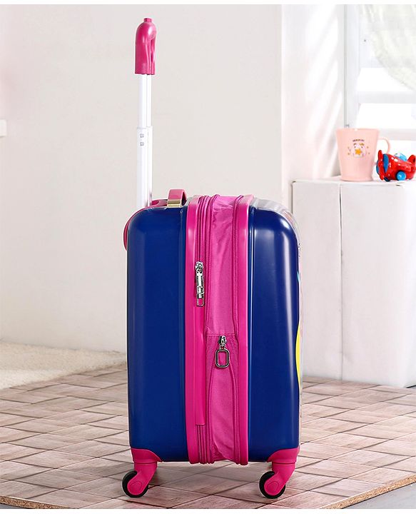 Babyhug Kid's Expandable Trolley Bag Owl Print Blue - 18 Inches| Shock Resistant| Telescopic Handle| Water Resistant| Easy Zipper Closure| Durable Wheels