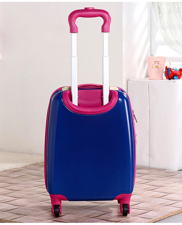 Babyhug Kid's Expandable Trolley Bag Owl Print Blue - 18 Inches| Shock Resistant| Telescopic Handle| Water Resistant| Easy Zipper Closure| Durable Wheels