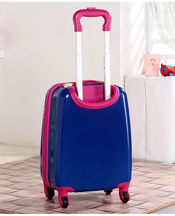 Babyhug Kid's Expandable Trolley Bag Owl Print Blue - 18 Inches| Shock Resistant| Telescopic Handle| Water Resistant| Easy Zipper Closure| Durable Wheels