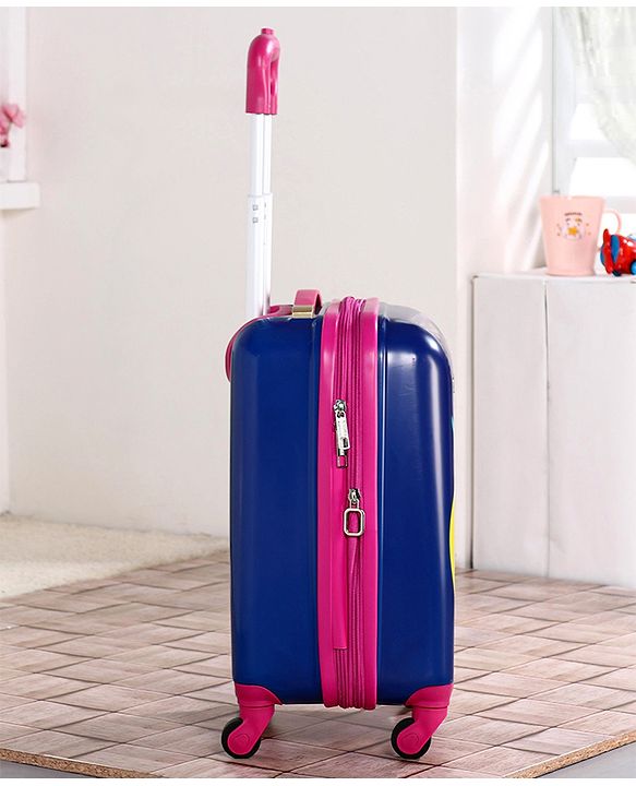 Babyhug Kid's Expandable Trolley Bag Owl Print Blue - 18 Inches| Shock Resistant| Telescopic Handle| Water Resistant| Easy Zipper Closure| Durable Wheels