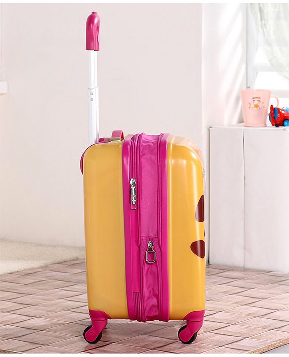 Babyhug Kid's Expandable Trolley Bag Giraffe Print Yellow - 18 Inches| Shock Resistant| Telescopic Handle| Water Resistant| Easy Zipper Closure| Durable Wheels