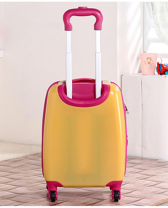 Babyhug Kid's Expandable Trolley Bag Giraffe Print Yellow - 18 Inches| Shock Resistant| Telescopic Handle| Water Resistant| Easy Zipper Closure| Durable Wheels
