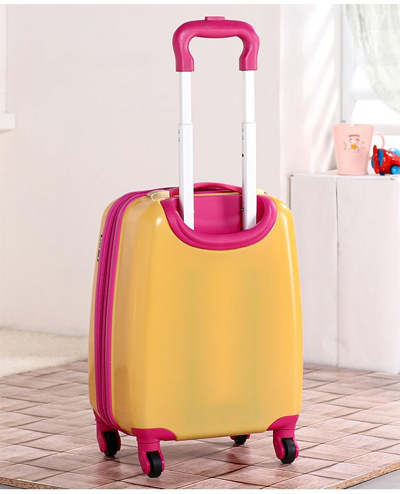 Babyhug Kid's Expandable Trolley Bag Giraffe Print Yellow - 18 Inches| Shock Resistant| Telescopic Handle| Water Resistant| Easy Zipper Closure| Durable Wheels